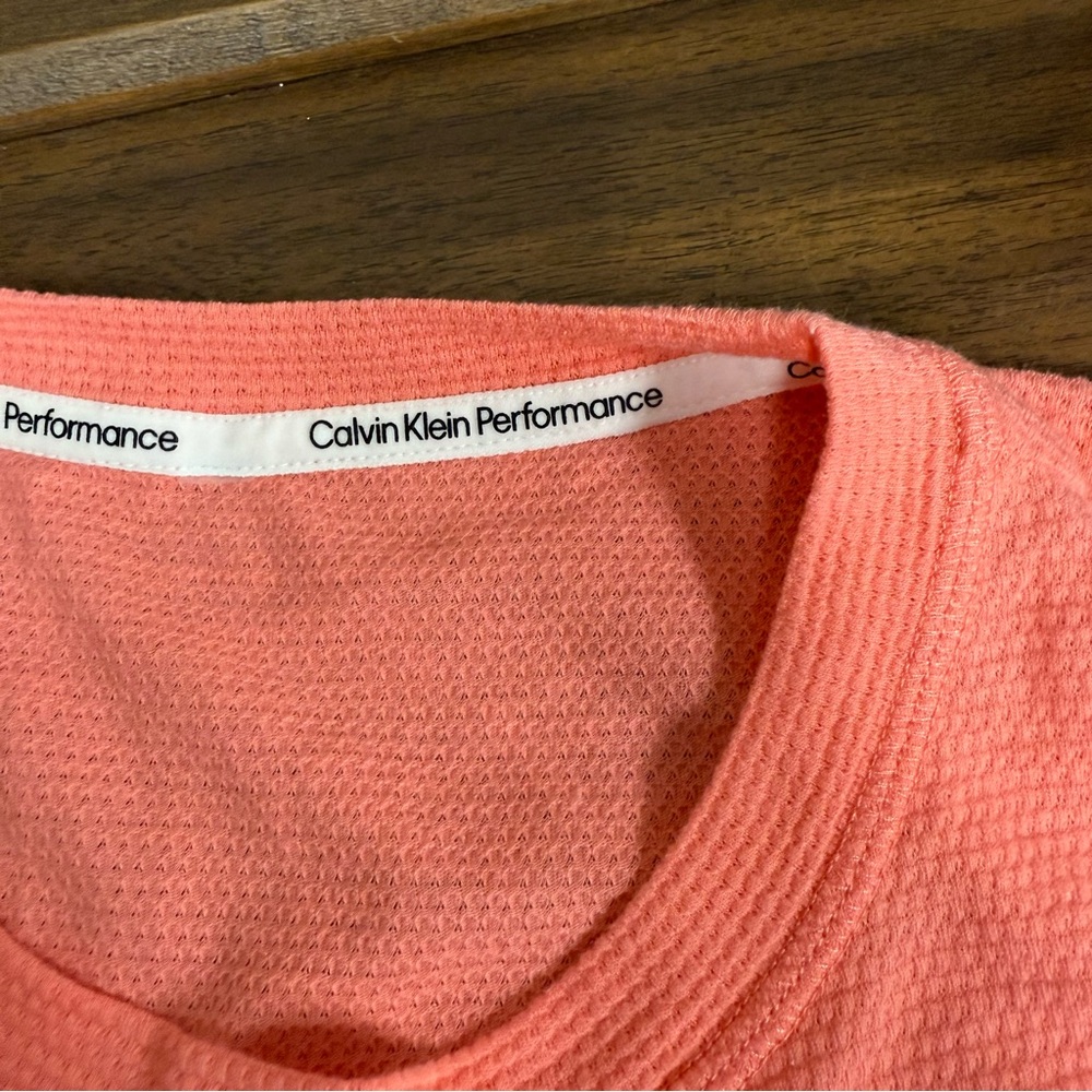 Calvin Klein Performance Coral Pink Waffle Knit Sleeveless Tank Top M - Picture 5 of 6